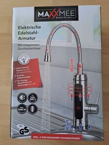 Rubinetto da cucina elettrico con resistenza integrata, miscelatore intelligente rotante a 360°, colore argento, con indicatore di temperatura LED Foto del cliente 1