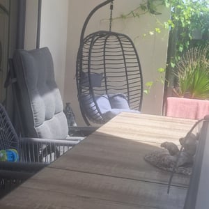 SVITA BELLY Hängesessel mit Gestell klappbar Hängestuhl Hängesitz Hängekorb Schwarz Kunden-Foto 1