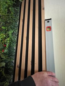 MEBANO. Akustikpaneele Holz 240 x 53 cm, Farbe: Wotan Eiche Wandpaneele, Holzpaneele Wand, Moderne Lamellenwand auf Filz, MDF Wandverkleidung Kunden-Foto 4