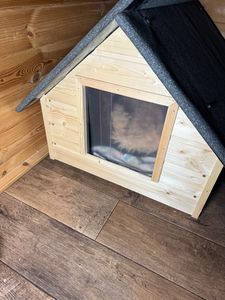 Hundehütte Holz Hundehütte Massiv Isolierte 82x69 Hersteller Anthrazit Kunden-Foto 1