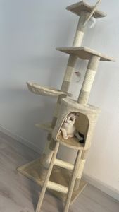 tectake® Kratzbaum Dominik 144 cm inklusive Treppe, 3 Spielmäusen und Kippschutz Kunden-Foto 9