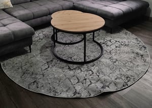 Tapiso Teppich SKY Rund Modern Grau Dunkelgrau Wohnzimmer 100 x 100 cm Kunden-Foto 1