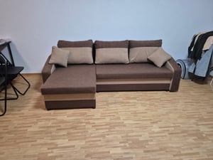 Ecksofa mit Schlaffunktion Orion, Universelle Seite, Schwarz + Grün Kunden-Foto 3