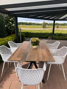 IPOTIUS Lot de 6 chaises de jardin, chaises de salle à manger, chaises d'extérieur avec accoudoirs, fauteuils de salon, chaises de jardin 120 kg, noir Photo du client 1
