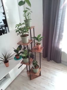 Blumenständer mit Wachstumslicht, 8 Ebenen Blumentreppen, 4 Räder，122cm/126.5cm Hoch Pflanzenständer Metall Blumenregal für Indoor Balkon,Weiß Kunden-Foto 1