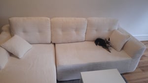 VASAGLE Modulares Sofa, Ecksofa mit Liege links, 244 cm breit, vakuumverpackt, keine Montage erforderlich, weiß Kunden-Foto 1