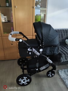 tectake® Kombi-Kinderwagen Mats 2 in 1, klappbar, mit 5-Punkt-Gurt, Bremse, Schutzbügel und Handschlaufe für 0 bis 36 Monate geeignet, Belastbarkeit 15 kg Kunden-Foto 1