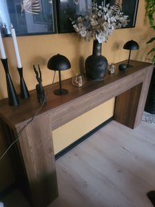 Tribesigns Konsolentisch, 160 cm schmaler Sofatisch im Landhausstil hinter der Couch für Wohnzimmer, Eingangsbereich, Flur, Foyer, Naturbraun Kunden-Foto 1