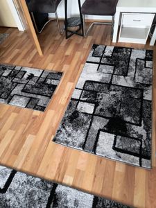 TT Home Teppich Wohnzimmer Modern Abstrakte Kunst Grau Schwarz Anthrazit Größe 200x290 cm Kunden-Foto 1
