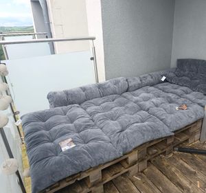 Palettenkissen Palettauflagen Sitzkissen Rückenkissen gesteppt 70x120 cm Taupe Kunden-Foto 2