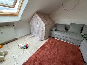 Tente pour enfants, pour 3-4 enfants, avec fenêtres, gris-beige Photo du client 1