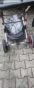 KIDUKU® 3 in 1 Kombi Kinderwagen Beige/Gold Buggy Reisebuggy inkl. Auto- Babyschale Faltbar ECE R129 Kunden-Foto 4
