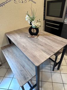 VASAGLE Esstisch, Küchentisch-Set mit 2 Bänken, 3er-Set, 110 x 70 x 75 cm, Vintagebraun-Schwarz Kunden-Foto 1