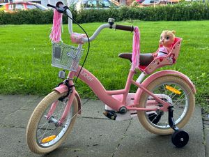 SJOEF Dolly Kinderfahrrad 16 Zoll | Ab 4 - 6 Jahre | Kinder Fahrrad für Mädchen / Jugend | Kleidergröße von 103 bis 118 cm | inklusive Stützräder - Rosa Kunden-Foto 1