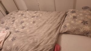2 tlg Winter Bettwäsche 135x200 Thermo Fleece grau rosa Schneeflocken Kristall Kunden-Foto 1