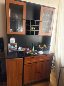 Flieks Küche Hochschrank mit Glastüren, Küchenschrank Küchenbuffet mit Led und Ladefunktion, Highboard mit Weinregal, 105x40x180cm, Weiß Kunden-Foto 1
