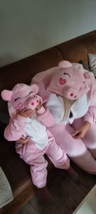 Pyjama Onesie Kigurumi Kostüm für Kinder Schwein 110 Kunden-Foto 2