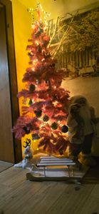 Künstlicher Weihnachtsbaum Rosa, 120cm ca. 200 Spitzen, Weihnachtsbäume Christbaum, mit Metallständer&Klappsystem, Kunstbaum Weihnachten XM033 Kunden-Foto 3
