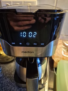 MEDION Kaffeemaschine mit Thermoskanne und Timer (Filtermaschine, 8 Tassen, 1,2 Liter, 900 Watt, 3 Stufen, Warmhaltefunktion, Timer Zeitschaltuhr, Antitropf, Display, MD18458) edelstahl Kunden-Foto 13