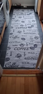 Runner da cucina con supporto in gel e motivo a quadri nei colori turchese, crema e grigio Dimensioni - 80 x 200 cm Foto del cliente 1