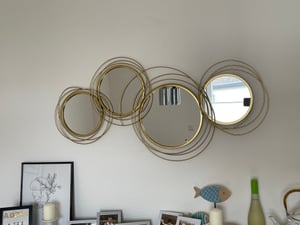 Wandspiegel, Wanddekoration, 4er-Set Spiegel, Dekorative Hängespiegel, rund, 110cmx52cm, für Wohnzimmer, Schlafzimmer, Eingangsbereich Kunden-Foto 2