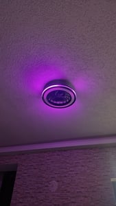 MeLiTec Deckenleuchte mit Ventilator, dimmbar, RGB-Lauflicht, natürlicher Wind, Timer Nachtlicht, Fernbedienung, weiß, DV06-1 : Weiß Farbe: Weiß Kunden-Foto 1