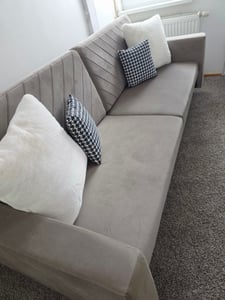 MOEBLO Schlafsofa CALIFORNIA – Sofa aus Samtstoff Couch für Wohnzimmer Sofagarnitur Polstersofa Wohnlandschaft Velours mit Bettfunktion, Bettkasten und Schlaffunktion (BxHxT): 230x96x97 cm -California - Paros - 03 Cappuccino Kunden-Foto 2