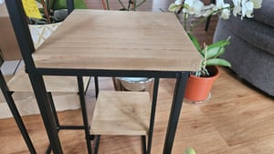3.10 Metall Blumentopf Ständer mit Holz Ablagen - klappbar / 3 Ablagen - ca. 32x28x40cm Kunden-Foto 3