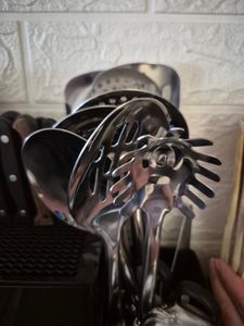 Kochbesteck-Set Edelstahl Küchengerät 12 Stück Kochbesteck-Set Küchenhelfer, Kochzubehör, Professionelles Küchengeschirr, Hochwertige, Vielseitiges Kunden-Foto 1