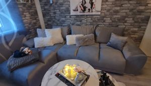 BroMARKT Ecksofa NUBES Schlaffunktion Bettkasten L-Form 298x184x85cm Grün Kunden-Foto 1