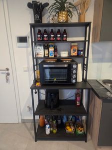 VASAGLE Küchenregal, Standregal, 40 x 80 x 167 cm, eichenfarben-weiß Kunden-Foto 9