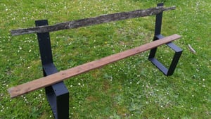DanDiBo 2x Bankbeine Metall Schwarz mit Lehne Set Massiv DIY Bank Füße 96478 Sitzgestell für Gartenbank Bankgestell Robust Stabil Kunden-Foto 1