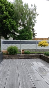Hart PVC Sichtschutzstreifen 5er Set Doppelstabmatten Zaunblende Grün RAL6005 Kunden-Foto 1