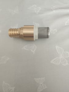Mosiężny zawór stopowy Wiltec 41 x 41 x 100 mm z zaworem zwrotnym i sitkiem ze stali nierdzewnej, sitko ssące do węża ssącego DN20, 26,16 mm (3/4") Zdjęcie produktu od klienta nr 1