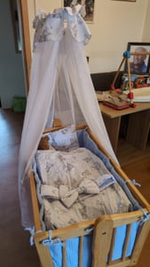 Baby-Delux Wiegenset Bettwäsche Set 6-tlg Waffelpique für Babywiege Bärchen Beige (ohne Wiege) Kunden-Foto 1