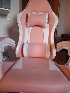 Bürostuhl Ergonomisch Gaming-Stuhl, mit Armlehne, Kopfstütze, Lendenkissen, Rot Kunden-Foto 1