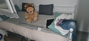 Letto in metallo "Kerava" con rete a doghe 90x200 cm, nero Foto del cliente 2