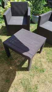 Allibert Lounge-Tisch "Victoria" Braun Rattanoptik Kunststoff, witterungsbeständig, UV-resistent Gartentisch für Balkon geeignet Kunden-Foto 4