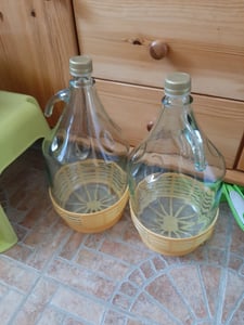 5L Set Glasflasche Glasgärballon  Korbflasche + Gummistopfen + Gärrohr Weinballon Kunden-Foto 1