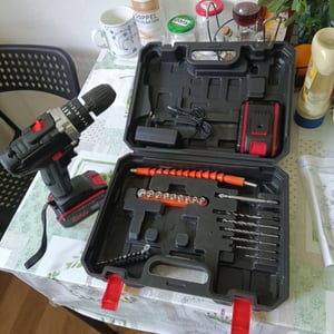 48V Akkuschrauber Set Akku Bohrschrauber mit 2 Akkus Akkubohrschrauber Akkubohrer Set zum Schrauben&Bohren Kunden-Foto 2