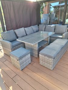 Poly-Rattan Eck Sitzgruppe ECO grau/anthrazit Kunden-Foto 1