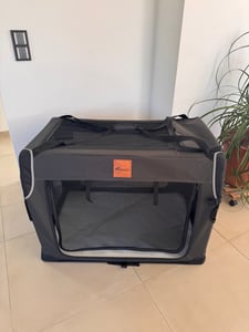 Skládací přepravka pro psy TRESKO® béžová (M 61x42x42cm) včetně podložky na lízání, lopatky a odrazky | přepravní box pro psy a kočky | přepravní box pro malé a velké psy | robustní taška pro psa Fotografie od zákazníka č. 1