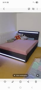 ProximaX lit rembourré 140x200cm avec fonction de chargement, LED et tête de lit réglable en hauteur, lit double avec sommier à lattes et 4 tiroirs, lit de rangement lin, gris Photo du client 4