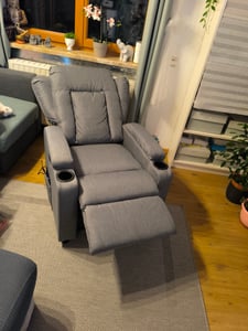 vidaXL Sedia da massaggio in tessuto grigio chiaro Foto del cliente 1
