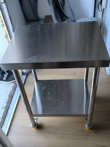YZNAHRE Arbeitstisch Edelstahl 61x46x85 cm Catering Küchentisch mit Rollen Gastronomie Edelstahltisch Doppelschicht Zubereitungstisch für Küche Bar Restaurantar Kunden-Foto 2