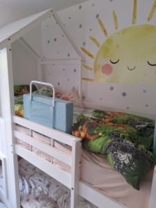 Zábrana proti vypadnutí z postele Dětská postel s 5 otvory s nastavitelnou výškou zábrany - 50 cm, šedá CEEDIR Fotografie od zákazníka č. 1