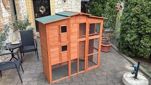 Mucola Hühnerstall Hasenstall Kaninchenstall Holz Freilauf Hasenkäfig Haus Gefügelstall Hühnerhaus Hühnervoliere Kleintierstall XL Kunden-Foto 1