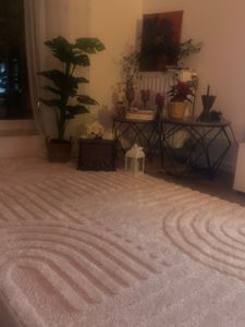 Hochflor Rund Teppich Wohnzimmer Küchenteppich Schlafzimmer Flur Skandi Boho Teppich 3D Design Flauschig Weich , Größe : 120 cm Rund , Farbe : Creme Kunden-Foto 2