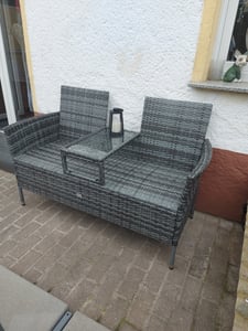 SVITA CHICAGO Rattan-Bank Garten-Bank Lounge Sitzecke Schwarz Kunden-Foto 4