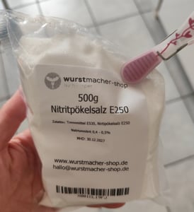 Nitritpökelsalz Pökelsalz 1 kg - 0,4 - 0,5% E250 zur Herstellung von Fleischwaren | wurstmacher-shop by trümper Kunden-Foto 1